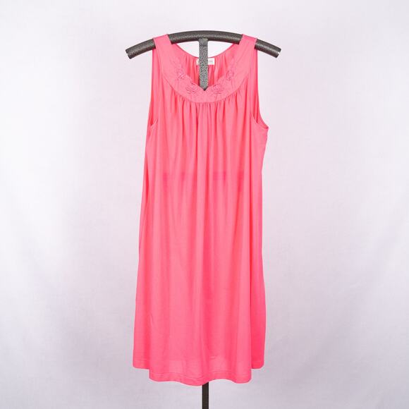 Vintage Shadowline Robe LARGE & Gown 1X Set Pink Rose Flower Embroidery USA MADE - Picture 4 of 9